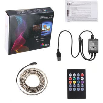 Negro 100cm RGB 5050 USB LED Franja cambio de color de la TV Bar música de fondo Luz 