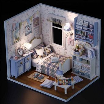 Cuteroom DIY casa de muñecas de madera caja de habitación hecha a mano 