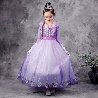 Frozen 2 Vestido Púrpura Elsa Princess Dress 