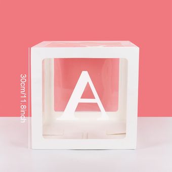 caja de globos transparente con letras d Decoración de baño de bebé 