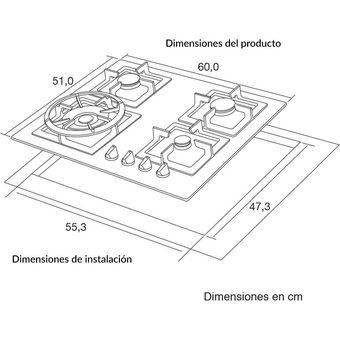 Estufa de empotrar en acero inoxidable Challenger de cuatro