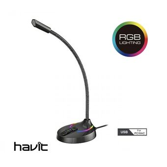 Havit - Micrófono Gamer Retroiluminado RGB USB Havit Negro