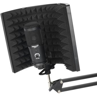 Escudo de pantalla de viento reducción de ruido plegable Lomeho-LO-PS58 de ángulo ajustable para estudio de transmisión Mini micrófono absorbente de sonido 