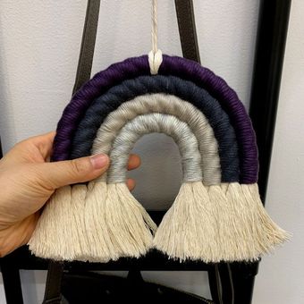 DIY cuerda arcoíris colgante hecho a mano tejido adorno nórdico bebé n 