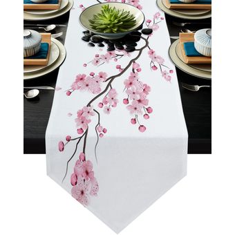 Camino de mesa japonés de flores de cerezo camino decorativo para me 