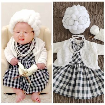 Accesorios de fotografía para bebés niños y niñas pequeños ropa de Cosplay disfraz de abuela trajes de sesión de fotos para recién nacidos 