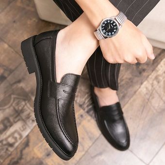 Zapatos de cuero de negocios para hombres Mocasines casuales 
