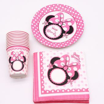 Decoración Para FIESTA DE Feliz Cumpleaños de Mouse plato de tazas rosas pancar 