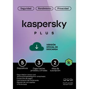 Kaspersky Antivirus Plus 5 dispositivos por 2 años
