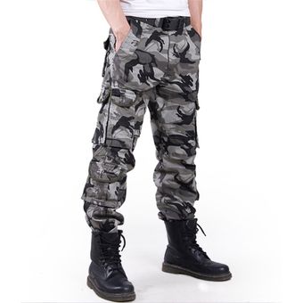 pantalones largos de camuflaje militar Pantalones de carga para hombre pantalones tácticos informales holgados talla grande CUI pantalones militares multibolsillos para hombre #K8-3 khaki Camo 