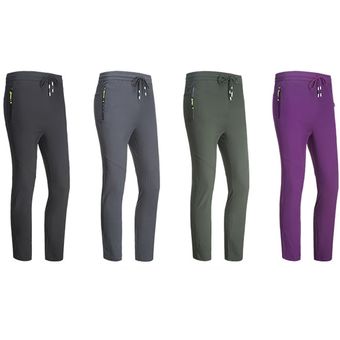 #Purple pantalones de senderismo impermeables para mujer,de secado 