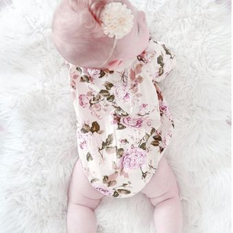 Ropa interior de manga larga de manga larga de algodón bebé Ropa de bebé impresa rosa 