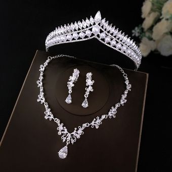 Kmvexo New Rhinestone Brilliance Jewelry Suite Crown Collar 