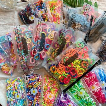 colores combinados 50-1000 Uds. Bandas elásticas de terciopelo y plástico para el pelo para niña y mujer accesorios para el cabello para niña y mujer 