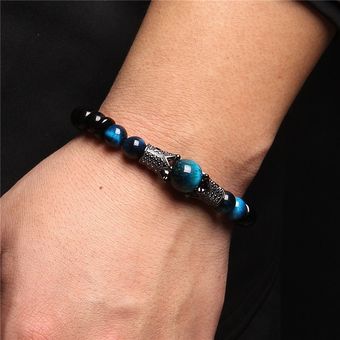 Pulsera De Ojo De Tigre Pulsera Tejida De Hombre Cz Carisma 