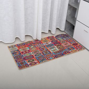 Estera del piso Alfombras antideslizante patrón de estilo bohemio floral Alfombra Alfombra de piso de la sala de alfombras decoración del hogar-60x180CM 