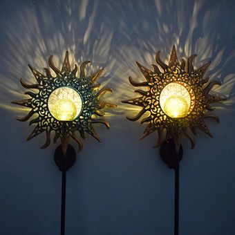 Lámpara LED de hierro con efecto de llama,luz Solar,sol,luna,luz LED p 