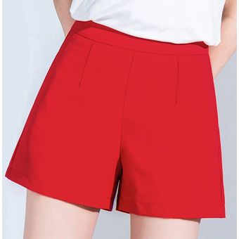 negro y blanco #white pantalones cortos coreanos informales 3xl para mujer Verano primavera pantalones cortos de pierna ancha para mujer de cintura alta en rojo 