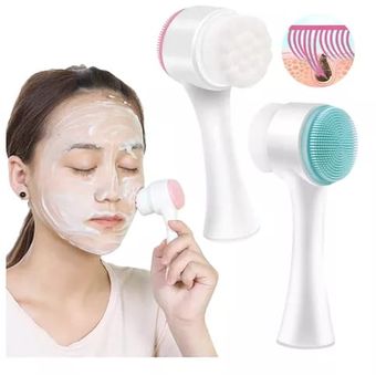 Cepillo De Limpieza Facial Doble Cara Manual Exfoliante