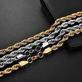 Stainless Steel Chain Necklace for Men Women Curb Chain Black Gold Silver Color Punk Choker Fashion 