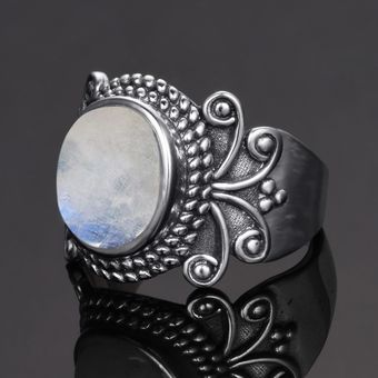 Anillo De Plata Antiguo De Nasiya Anillo De Luna Natural De 