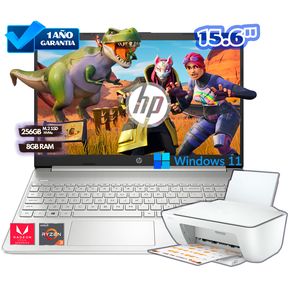 LAPTOP HP 15 8GB RAM, 256GB SSD, AMD RYZEN3 W11+ IMPRESORA
