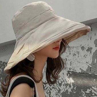 #Black Sombrero de pescador de ala ancha a la moda para mujer,sombrero de playa de verano,gorro de protección solar plegable,sombrero de pescador,sombrero de sol,sombrero fresco 
