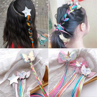 Las chicas horquilla niño horquilla de pelo ondulada Simple pasador mariposa accesorios de cabello cable peluca infantil cuerda pelo desgaste de la cabeza 