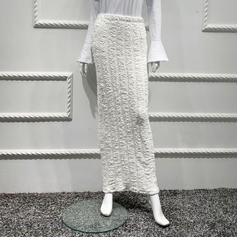Falda larga de tubo para Mujer Faldas de Moda coreana de punto mus 