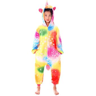 Pijamas con capucha para y niñas mono de franela-Purple Night TianMa ropa de dormir con dibujos de unicornio 