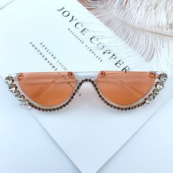 Gafas de sol de ojo de gato de diamante Espejo de sol sinmujer 