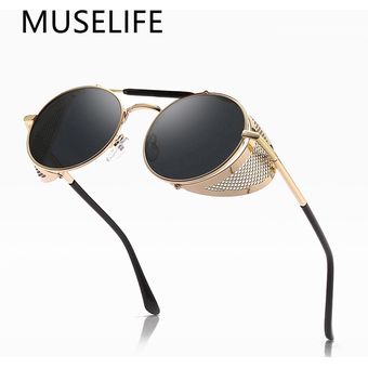 Muselife Gafas De Sol Redondas De Metal Para Hombre Y Mujer sunglasses 