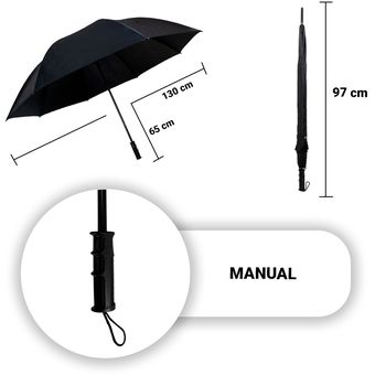 cuero hecho Artículos de primera necesidad Paraguas Sombrilla Negra Jumbo Manual Rompevientos Flexible | Linio México  - LA180FA18OQHRLMX