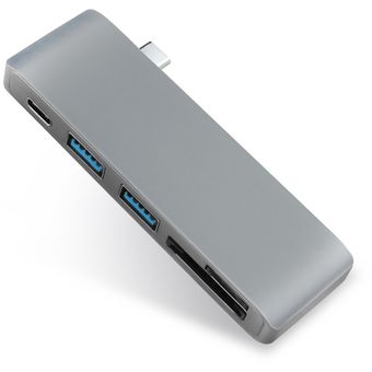Adaptador 5 en 1 USB C con 2 puertos USB 3,0 Micro SD lector de memoria tipo C USB 3,0 Hub para el nuevo Macbook Pro aire A1932Retina 12 #Grey） 