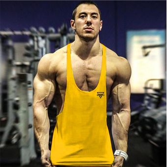 #yellow77 Camiseta de tirantes de culturismo para hombre,ropa de Fitness,camiseta de gimnasio,chaleco muscular de marca,Regatas de algodón para hombre 
