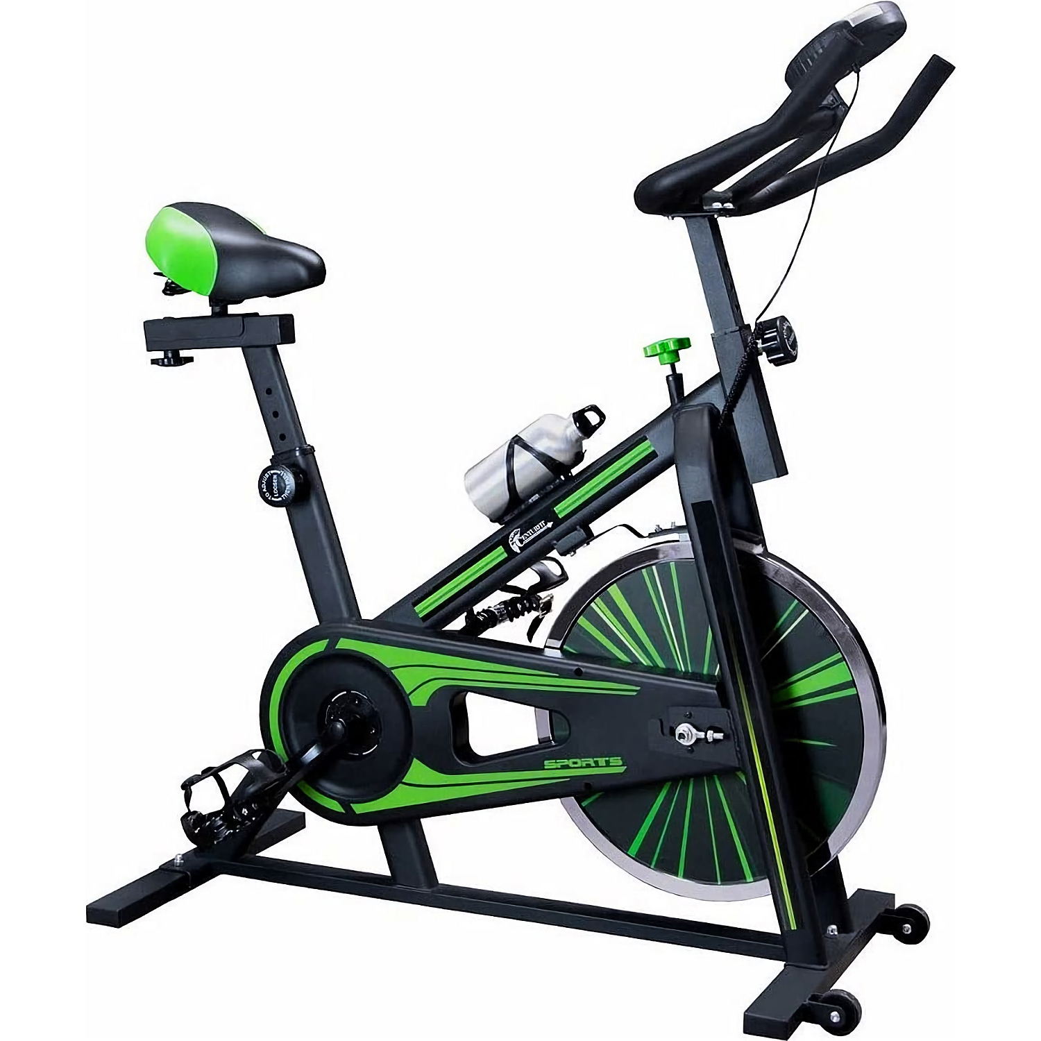 Bicicleta Spinning 10Kg Centurfit Fija Pantalla Verde Fitness
