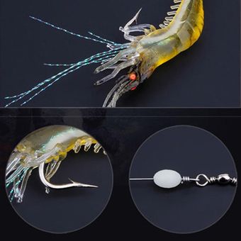 señuelos de pesca de Amarillo claro Cebo de camarón de 3 piezas 