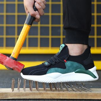 Calzado Deportivo Zapatos de Seguridad Hombre Al Aire Libre Trabajando Slip-On Transpirable Punta de Acero Industria Casual Zapatillas 