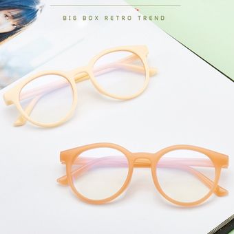 Marco de la moda de los vidrios del marco Ningún grado vidrios del capítulo Ronda de lentes ópticas prácticos gafas blanco portátiles 