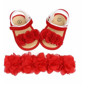Zapatos de verano para bebé niña sandalias de flores para chico recién nacido conjunto de 2 uds 
