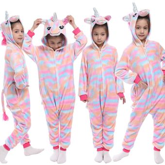 Pelele con capucha Pijama de cebra para niños disfraz de franela para niños Conjunto de pijama para y niñas pijama de Anime Unicorn-LA63 