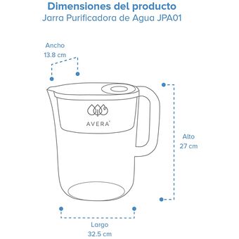 Jarra con Filtro Purificador de Agua AVERA JPA01 Carbón Activado