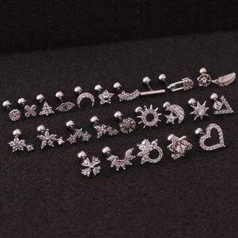 1pc Joyería De Oído Corazón Sol 20 G Aro De Acero Inoxidable 