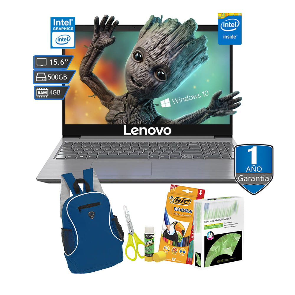 Laptop Lenovo V15-IGL 15.6 N4020 500GB 4GB Gris + KIT ESCOLAR