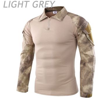 ropa transpirable para caza y pesca camisa deportiva de manga larga de camuflaje del ejército Camisetas militares tácticas al aire libre para hombre 