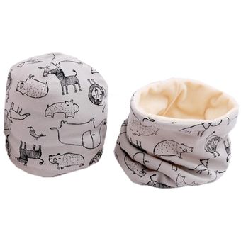bufanda con estampado de dibujos animados de búho Conjunto de sombrero para niña y niño conjunto de sombrero para niño y niña gorro bufanda para niños conjunto de gorro de algodón para niño Estrella y Cisne 