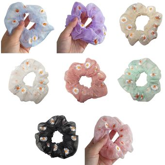Pequeña margarita grande intestino círculo corbata corbata de cabello INS Organza Daisy Hair Band Pequeña margarita grande intestino círculo corbata corbata de cabello INS Organza Daisy Hair Band