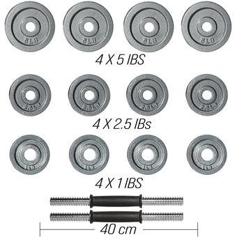 Set de Mancuernas Profit 40Lbs con Estuche