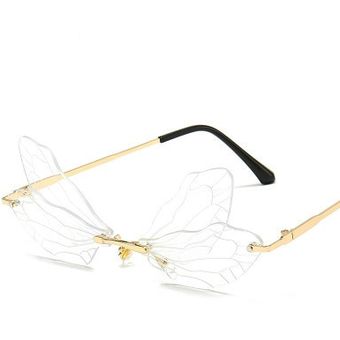 Crsd gafas de sol de dos alas sin marco retro punkmujer Crsd gafas de sol de dos alas sin marco retro punkmujer