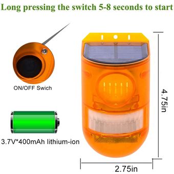 luz de alarma solar con detector Luz estroboscópica solar de 2 piezas 